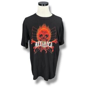 Vintage Metallica Rebel Pushead T-Shirt Men XL Black Graphic 90s Giant Tag Band